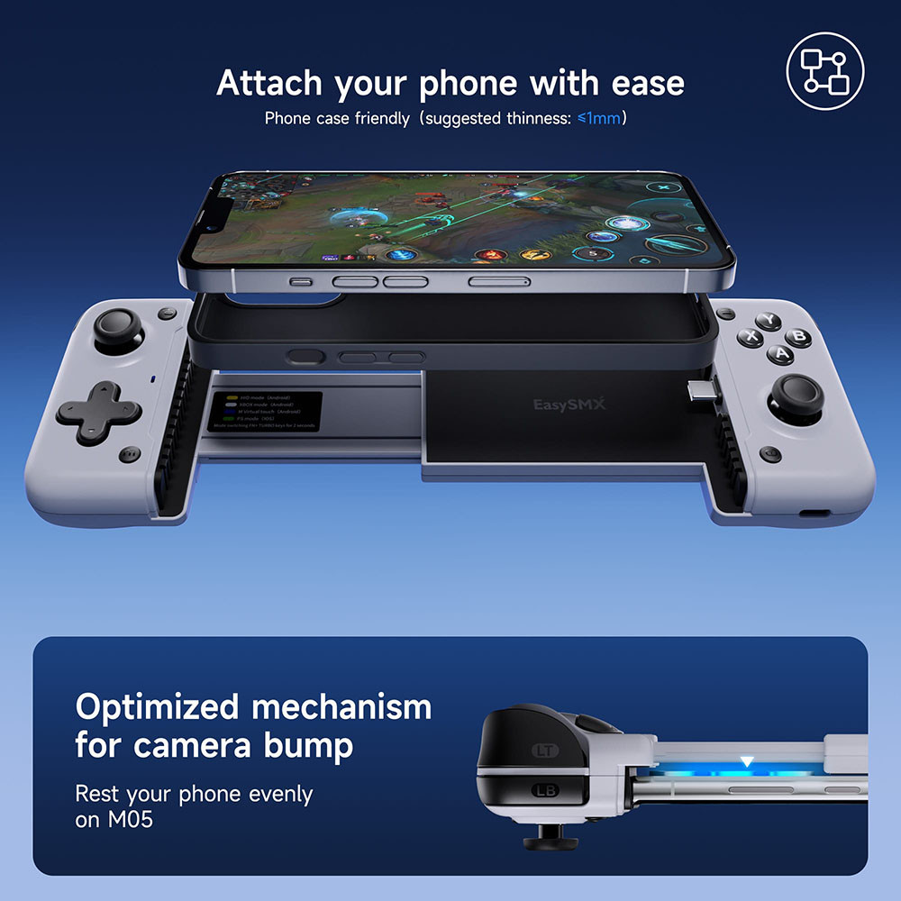 ตัวควบคุมโทรศัพท์มือถือ Type C ของ Hall สําหรับ Cloud Gaming Xbox Game Pass, iPhone 15/16, xCloud, C