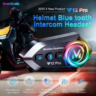 Y12Pro Intercom Headset Motorcycle Helmet Intercom Bluetooth Headset V5.3 Hands Free Call Interkom 500m Mendukung Pembagian Musik Campuran Interkom Interkom Ipx6 Waterproof 1000mah Kapasitas Baterai Besar