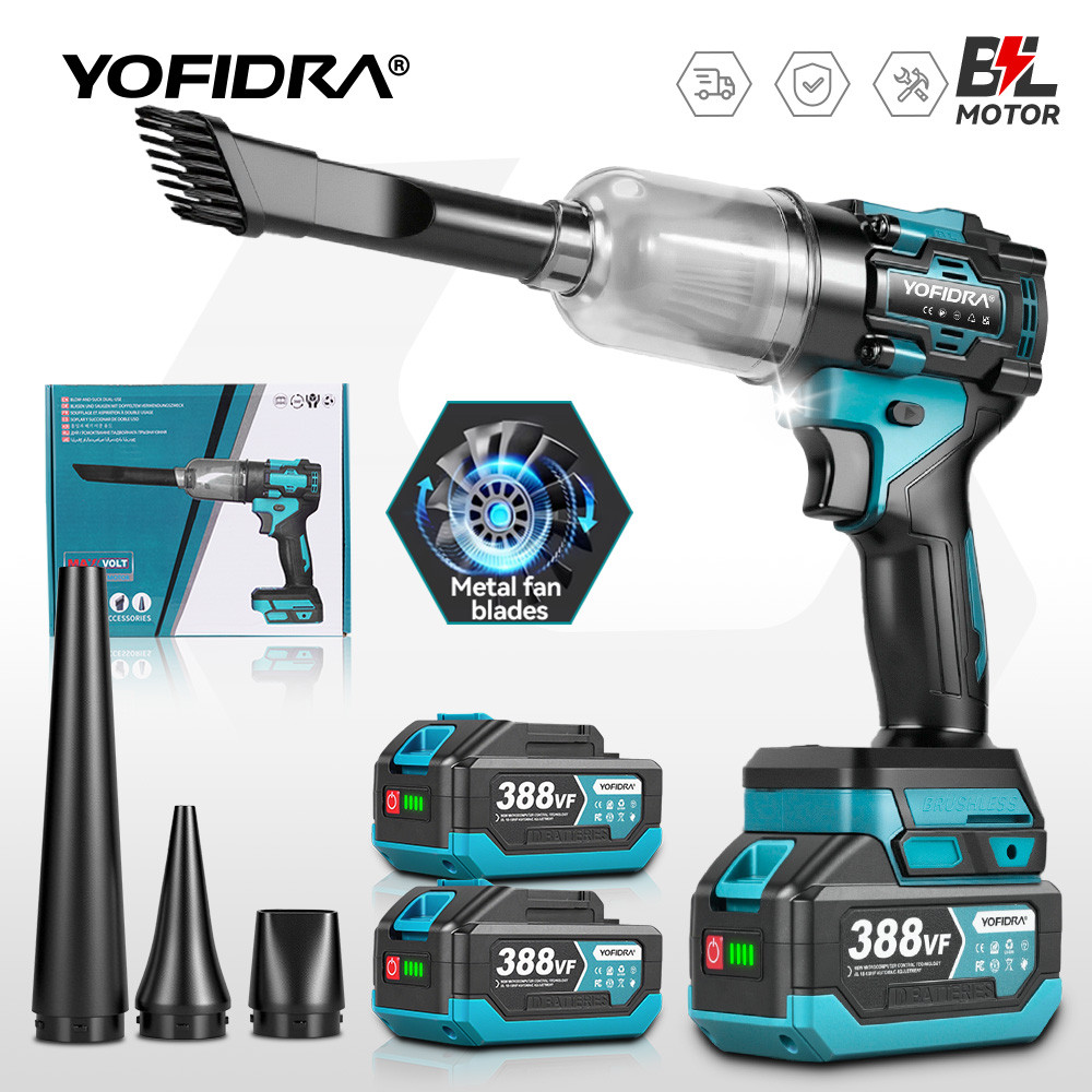 YOFIDRA 2-in-1 80000RPM High Power Brushless Turbo Fan เครื่องเป่าลมไฟฟ้า Jet Fan Snow Leaf ฝุ่นเครื่องมือสําหรับ Makita แบตเตอรี่ Pins