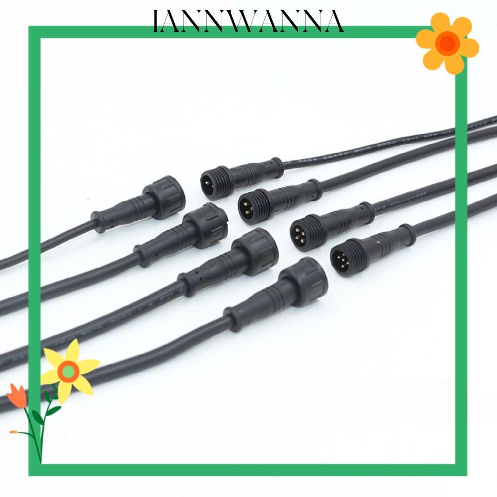 IANNWANA 2Pin 3Pin 4Pin แจ็ค, IP67 20 ซม.ชายหญิง LED Connector, สายสีดํา 2Pin 3Pin 4Pin สายไฟกันน้ํา