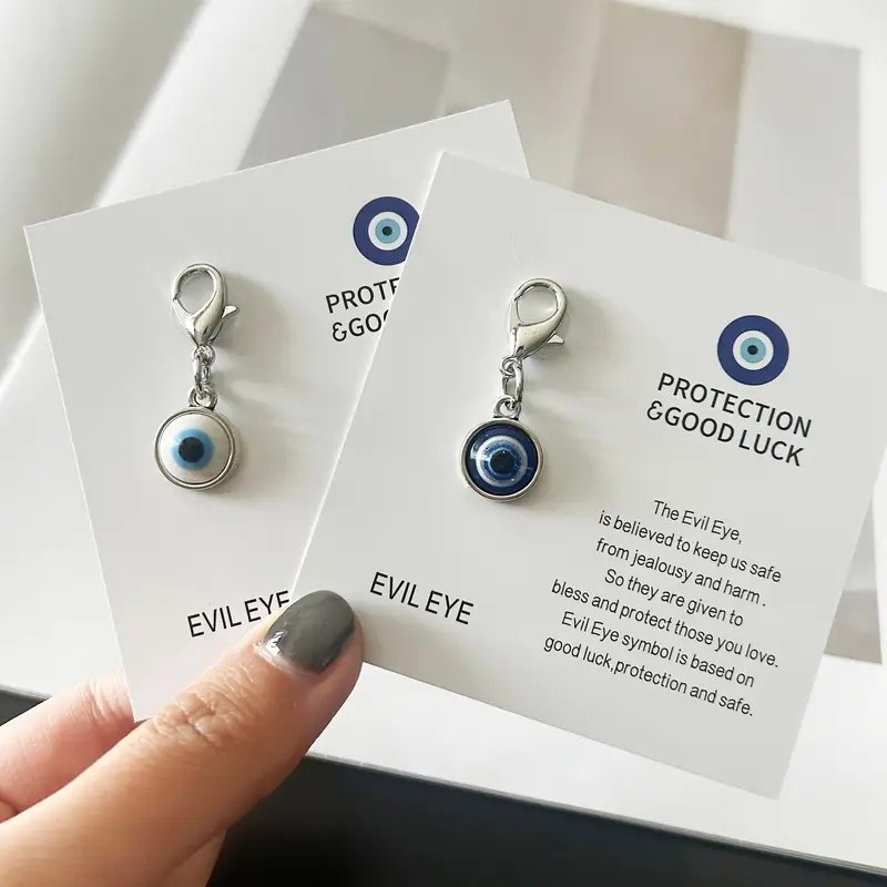 ✨พวงกุญแจจี้ดวงตาปีศาจสีฟ้า/พวงกุญแจ evil eye พวงกุญแจหินมงคล หินนำโชค/พวงกุญแจเครื่องประดับ ปกป้องโชคดี