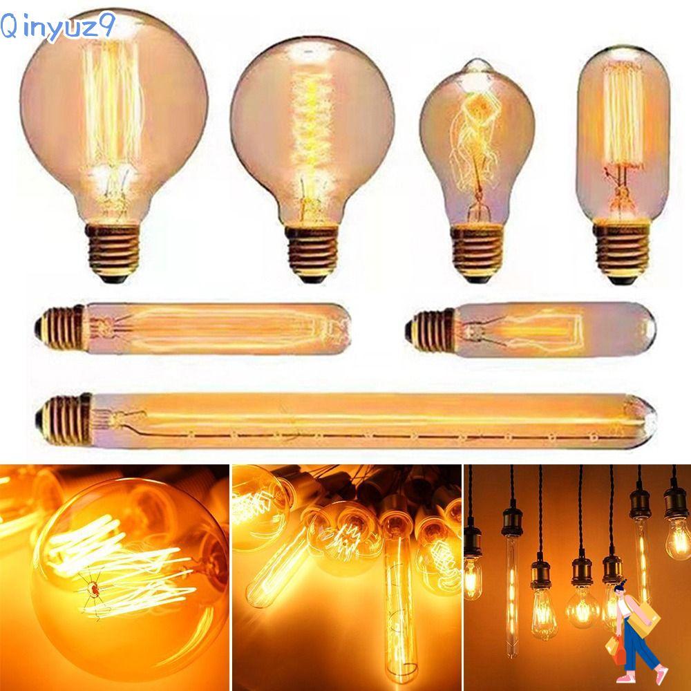 QINYUZ9 Vintage Retro Bulb E27 holder Warm White Screw connector โบราณไส้บอล light Glass