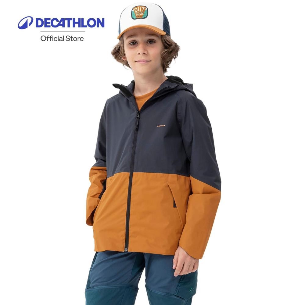 Decathlon Kids' Waterproof Hiking Jacket MH500 เสื้อแจ็คเก็ตเดินป่าเด็กอายุ 7-15 ปี รุ่น MH500 - สีเ