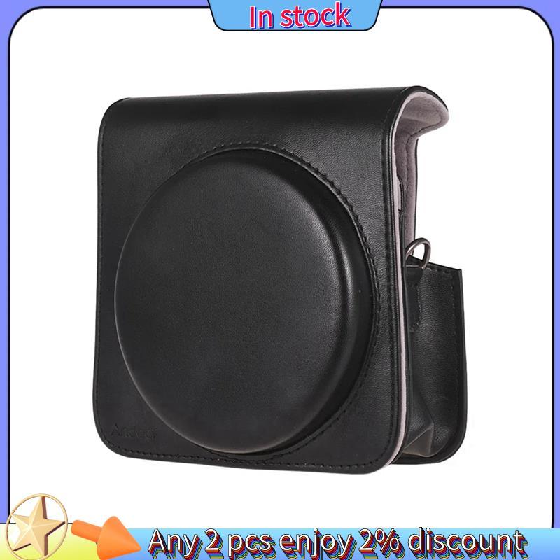 ในสต็อก-กระเป๋ากล้องหนัง PU พร้อมสายรัดเคสกล้องสําหรับกล้องฟิล์มสําเร็จรูปทรงสี่เหลี่ยม SQ6