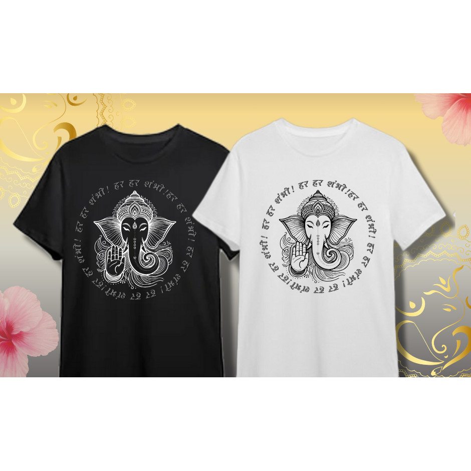 เสื้อลายพระพิฆเนศ ผ้าฝ้าย100% สำหรับทุกเพศ แขนสั้น สไตล์ลำลองถนนไทย มีให้เลือกหลายไซส์