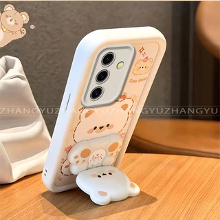 เหมาะสําหรับ Samsung A14 A17 A24 A34 A54 4G 5G เคสโทรศัพท์ใหม่น่ารักหมีกระจกขาตั้ง lprotective พร้อมความงามปกอ่อน JT07