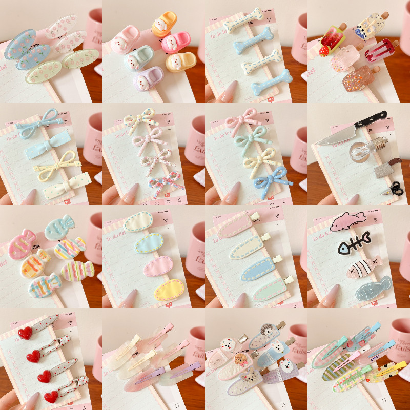 ชุดกิ๊บคลิปสำหรับผม จำนวน 4-12 ชิ้น สไตล์เกาหลีน่ารัก เหมาะสำหรับตกแต่งทรงผม