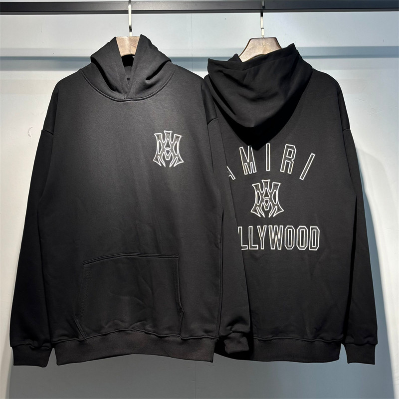 เสื้อกันหนาวพิมพ์ตัวหนังสือแบบฮูดี้ AMIRI แขนยาว ใช้วัสดุฝ้ายแท้ มีสินค้าพร้อมขาย