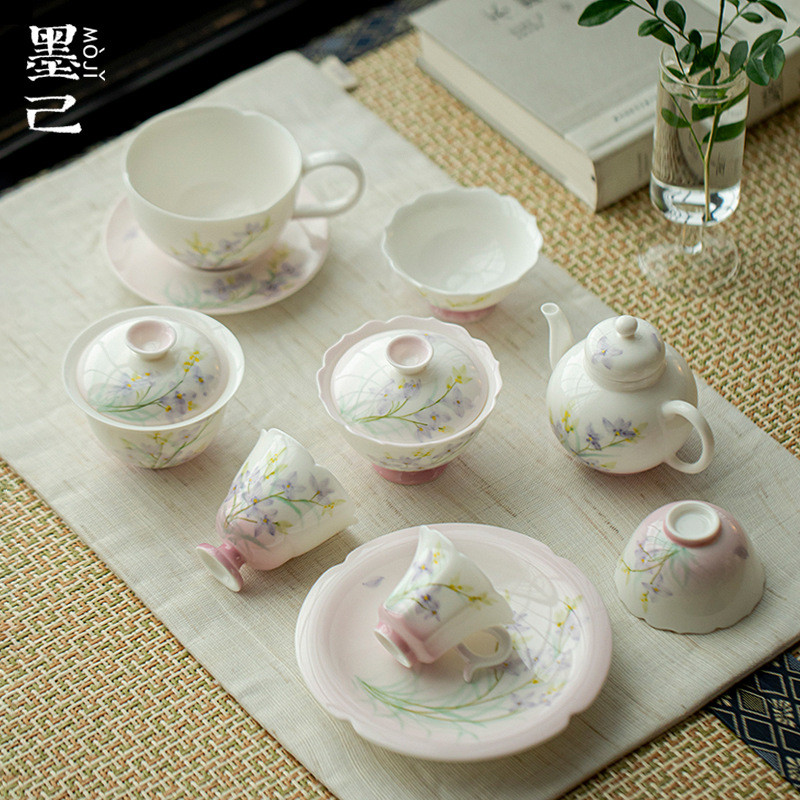 Moji หยกโคลน Qise Mifang มือวาดชุดชาคอลเลกชัน Kung Fu ชุดชาครัวเรือนกาน้ําชา Gaiwan หม้อ Cheng ถ้วยช
