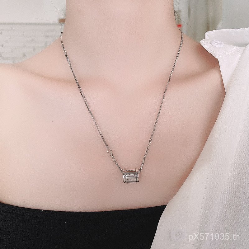 สร้อยคอ Clavicle CHAIN สร้อยคอกระบอก Niche Tank Chain ins Design เงินสเตอร์ลิงญี่ปุ่นเกาหลีรุ่น S925