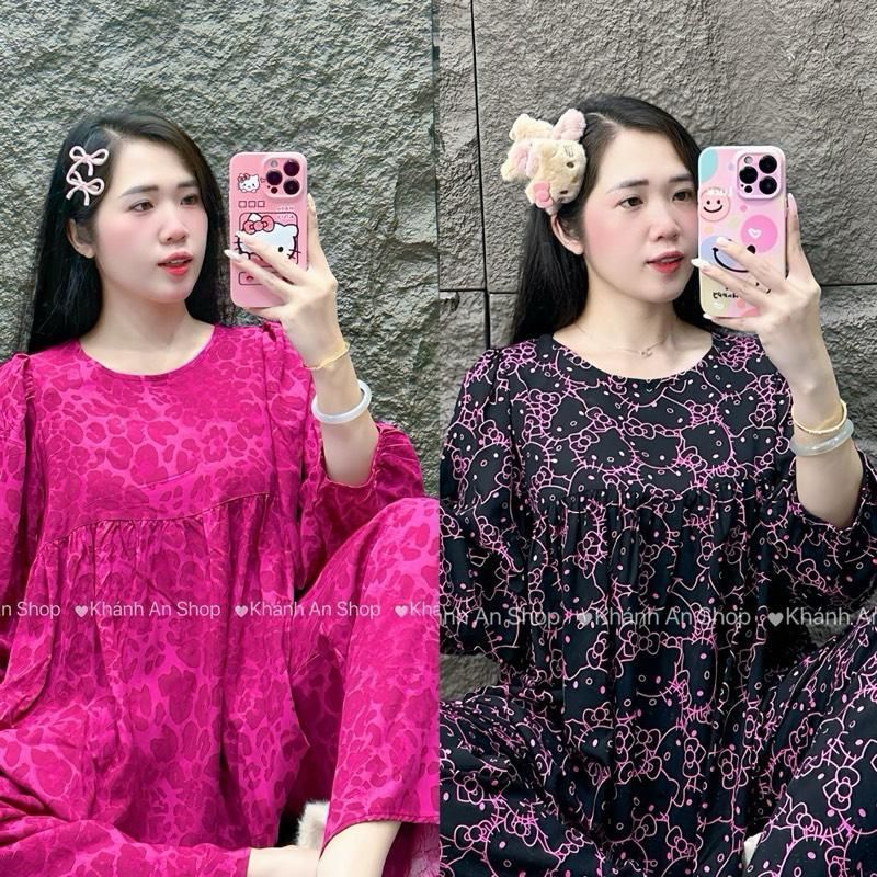 Khanh An Shop Babydoll Dress KA 123 - ชุด Tole ผ้าลินินผู้หญิงสําหรับสวมใส่ในบ้านคอกลมแขนยาวกางเกงขา