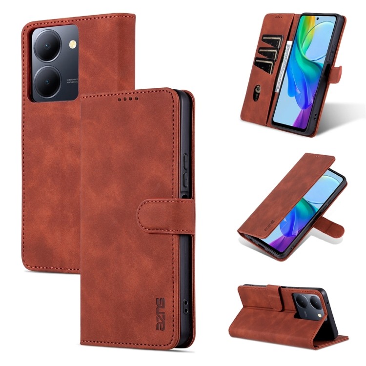ถึงการจัดส่ง AZNS Skin Feel Calf Texture Flip Leather Phone Case สําหรับ vivo Y78 5G / Y36 / Y27 5G/
