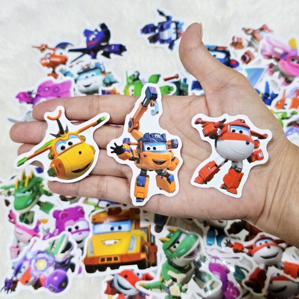 สติ๊กเกอร์ Super Wings ซุปเปอร์วิงส์ เครื่องบิน ติดแน่น กันน้ำ ติดของใช้ ของเล่น (50 ชิ้น)