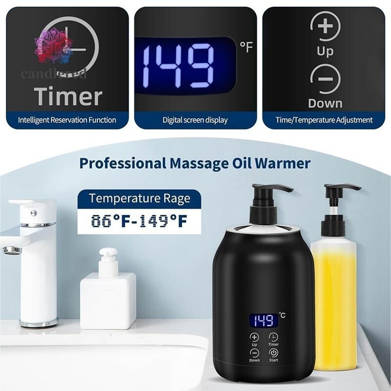 Massage Oil Warmer Electric Massage Oil Digital Heater with Two Oil Bottles Portable Lotion Heated D