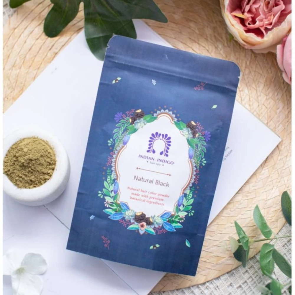 Indian Indigo Henna ผงพืชย้อมผม สี Natural Black /Dark Brown /Chestnut สูตรบอบบางแพ้ง่าย.