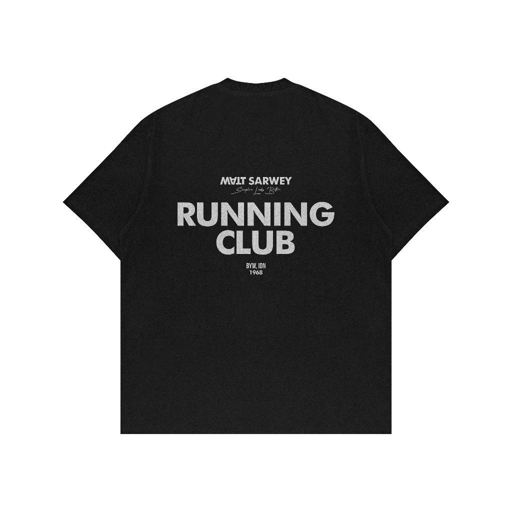Oversize เสื้อยืด Heavyweight 16s – “Running Club” สีดำ