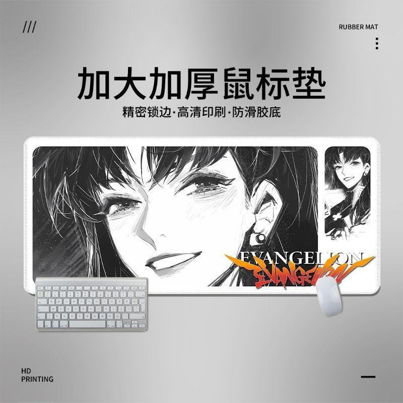 แผ่นรองเมาส์ Evangelion Manga Style - Rei Asuka Shinji แผ่นรองโต๊ะขนาดใหญ่ ฐานกันลื่นหนา 3 มม.