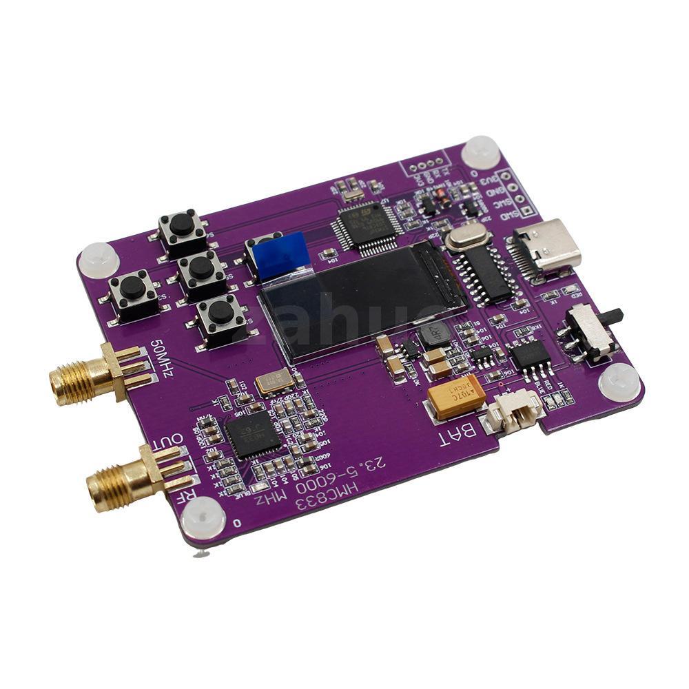 HMC833 6GHz RF สัญญาณเครื่องกําเนิดไฟฟ้า 23.5MHz-6000MHz หน้าจอ OLED ปรับไฟได้