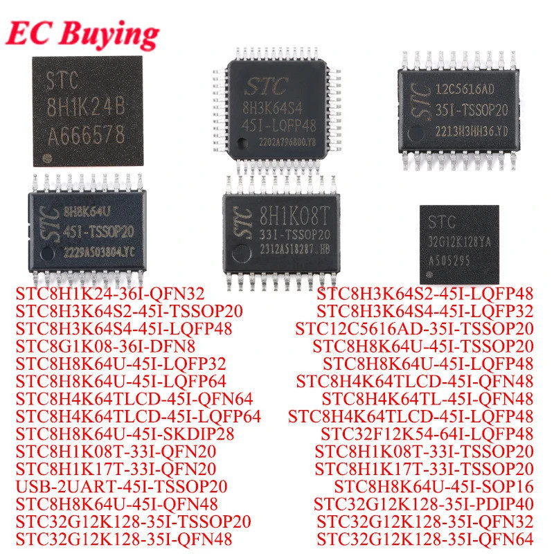 1-20 ชิ้น STC8H1K24 STC8H3K64S2 STC12C5616AD STC8G1K08 STC8H64U STC8H4K64K64TSTC36TSTC8K16TSTC8H12K1