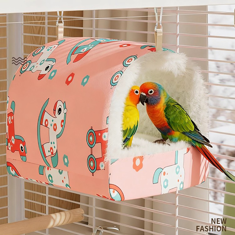 บ้านนกผ้าฝ้าย กรงนกป้องกันลม รังหนูแฮมสเตอร์ รังนกฤดูหนาว ทำให้หนาขึ้น ล้างทำความสะอาดได้（ส่งขนาดใหญ่และขนาดเล็กแบบสุ่ม） - รูปที่ 5