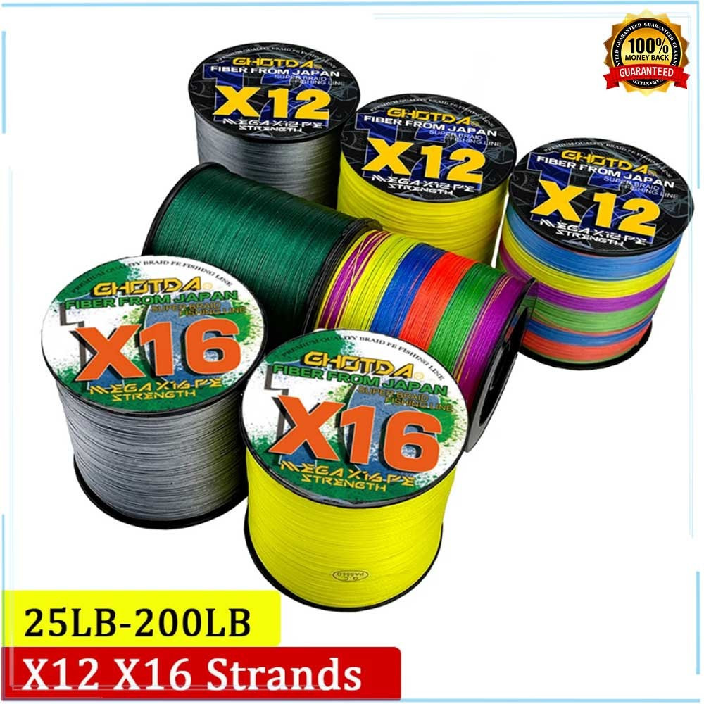 สายถัก PE สำหรับปลาคาร์พและตกปลากบ ความยาว 100-300 เมตร น้ำหนัก 25-200 ปอนด์