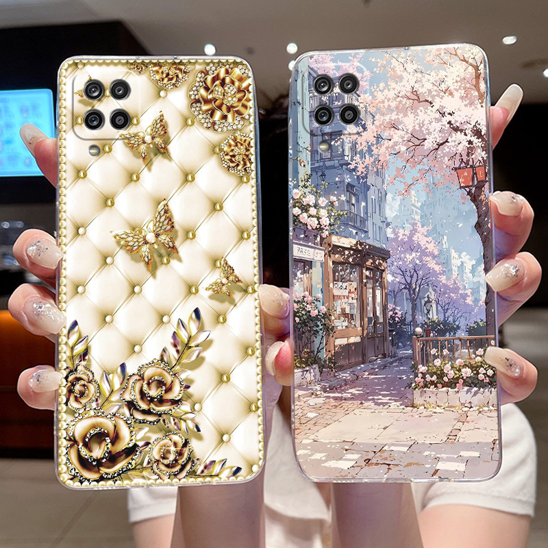 SAMSUNG เคสโทรศัพท์สําหรับSamsung Galaxy A12 4G 5G/M12/F12 สีSeriesแฟชั่นพิมพ์รูปแบบDreamy Moonlight Seaside TPUกันกระแทกCmobile Clear Shell