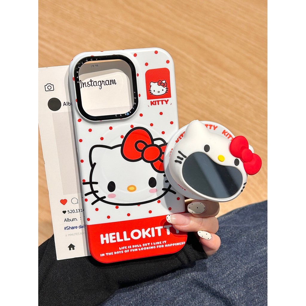 แม่เหล็กดูดกระจกลายจุดสีแดงเหมาะสําหรับ iPhone17promax เคสโทรศัพท์ 16/14/15 iPhone17ProMax วงเล็บแม่เหล็ก