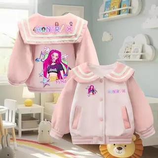 PINKเสื้อกันหนาวเด็ก ปกทหารเรือ ลายSoda pop แบบหนา ขนมิ้น กระเป๋าหน้า กระดุมหน้า *