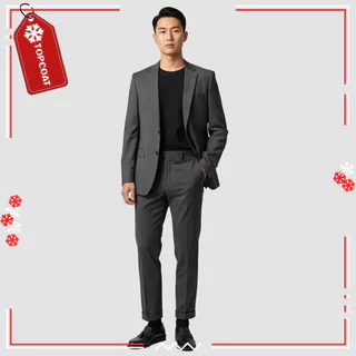 TOPCOAT ชุดสูทสำหรับผู้ชาย 2 กระดุม (Classic set) ซับในทั้งตัว ผ่าหลัง กางเกงขากระบอกเล็ก ขาพับ (1 ชุด) Size : S-4XL
