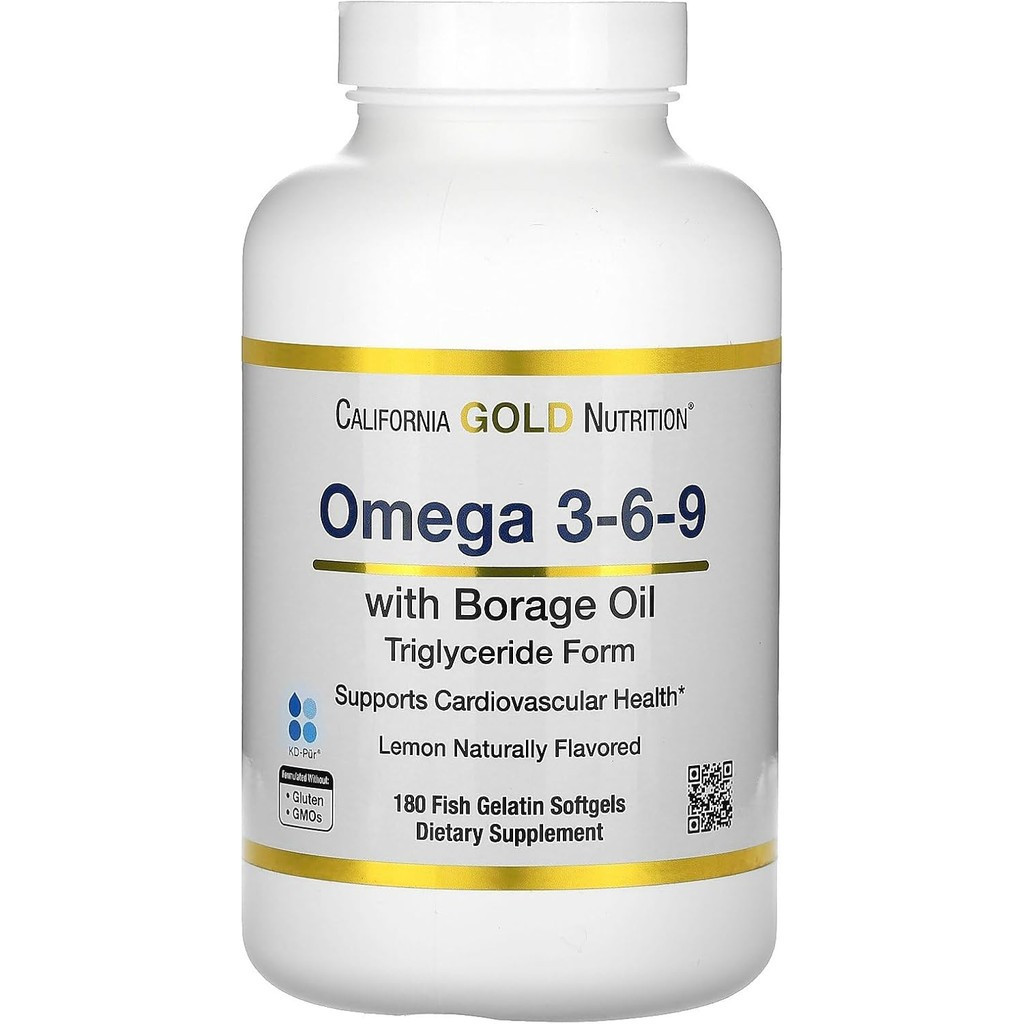 California Gold Nutrition Omega 3-6-9s, with Omega-3 Fish Oil and Borage Seed Oil, EPA, DHA, GLA, an