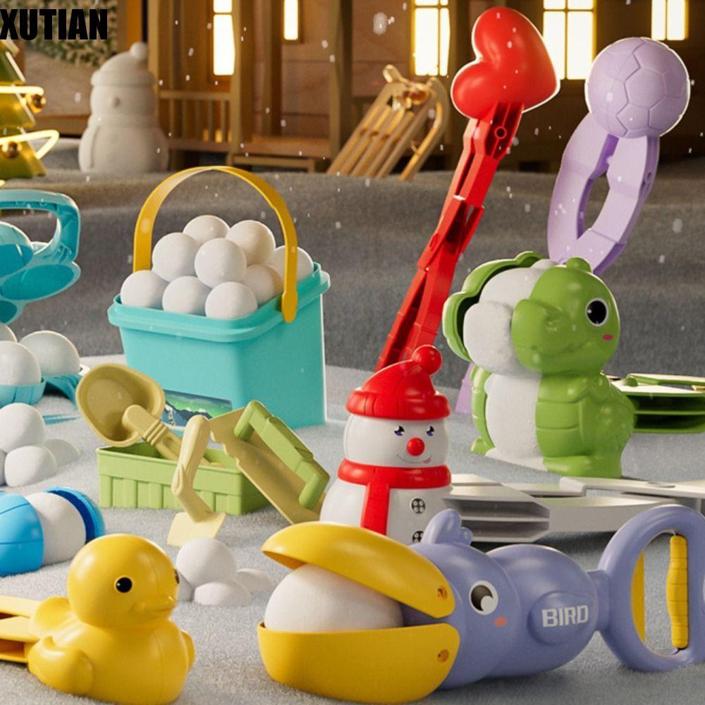 XUITIAN แม่พิมพ์เครื่องทําสโนว์บอลไดโนเสาร์, หัวใจ Early Education Duck Snowball Clip, Winter Fight 