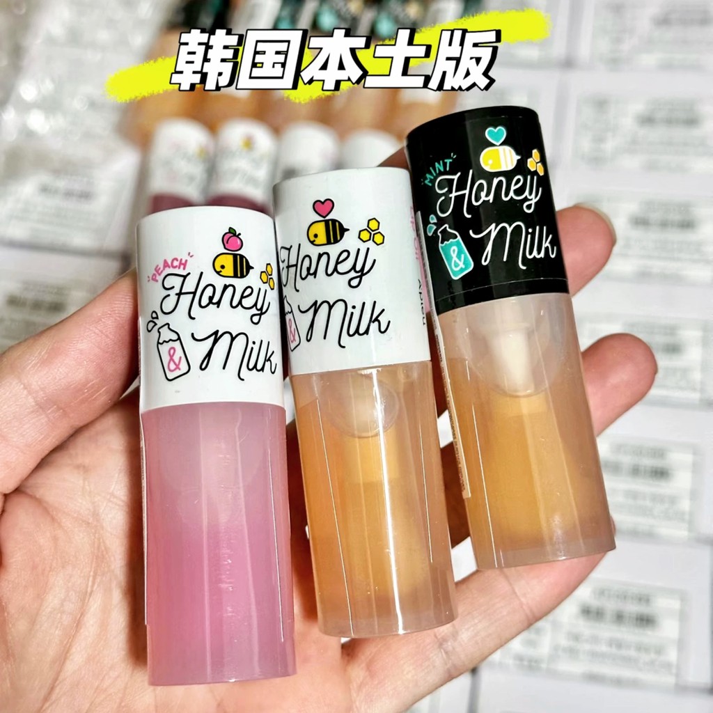 lipbalm ลิปบาล์มบำรุงปาก เกาหลีท้องถิ่น Apieu Apieu Apieu Lip Oil Honey Milk Lip Balm Peach ไม่มีสี 