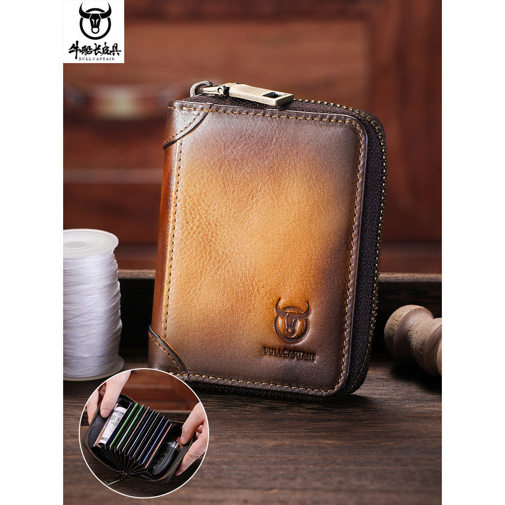 จัดส่งฟรีFirst Layer Cowhide Card Holder Organ Card Holderขนาดใหญ่ความจุMulti-Card Holder Unisex Mul