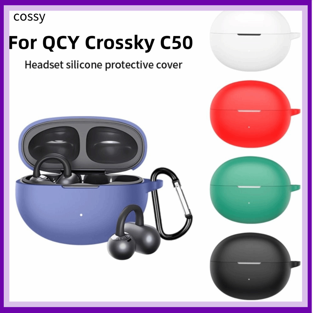 หูฟัง COSSY , ป้องกันการล่มสลายพร้อมฝาครอบหูฟัง Carabiner, ซิลิโคนกันกระแทกหูฟังกันฝุ่นป้องกันสําหรับ QCY Crossky C50