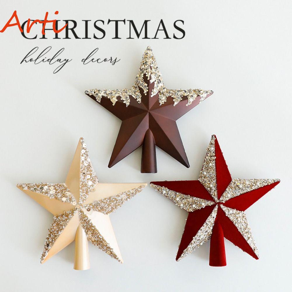 ARTI ต้นคริสต์มาส Topper Star, พลาสติก Glitter Tree Topper Pentagram, Creative Reusable สีสันเครื่อง