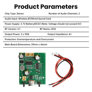 Pcbfun DC5V/3.7V แบตเตอรี่ขับเคลื่อน Tws สเตอริโอ BT เครื่องขยายเสียง 2 * 10W Dual Channel ปรับและชาร์จได้