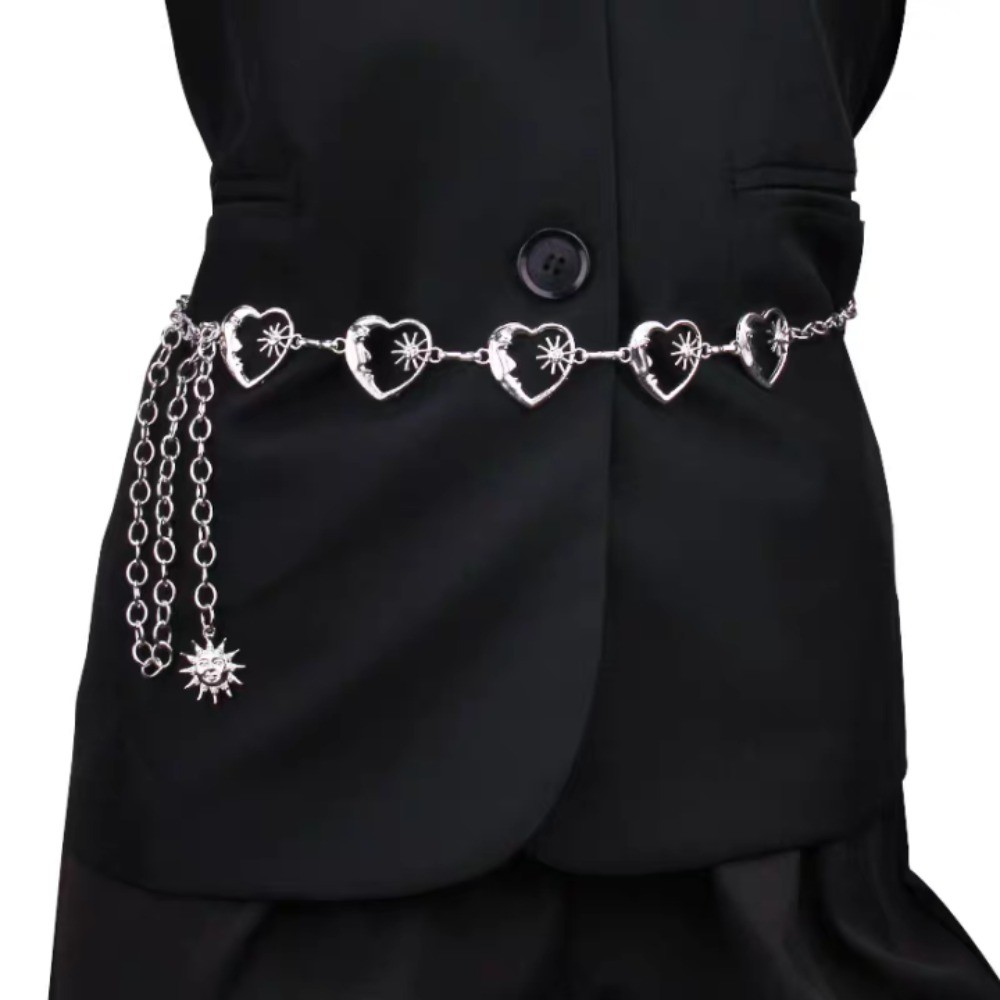 Retro Sun Crescent Metal Waist Chain Belt Dress Body Accessories