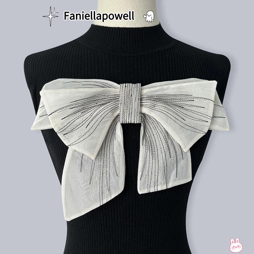 FANIELLAPOWELL เข็มกลัดชีฟองขนาดใหญ่ 24x29 ซม., โบว์สองสี ป้องกันแสงสะท้อน เพิ่มความสวยงามให้เสื้อผ้า