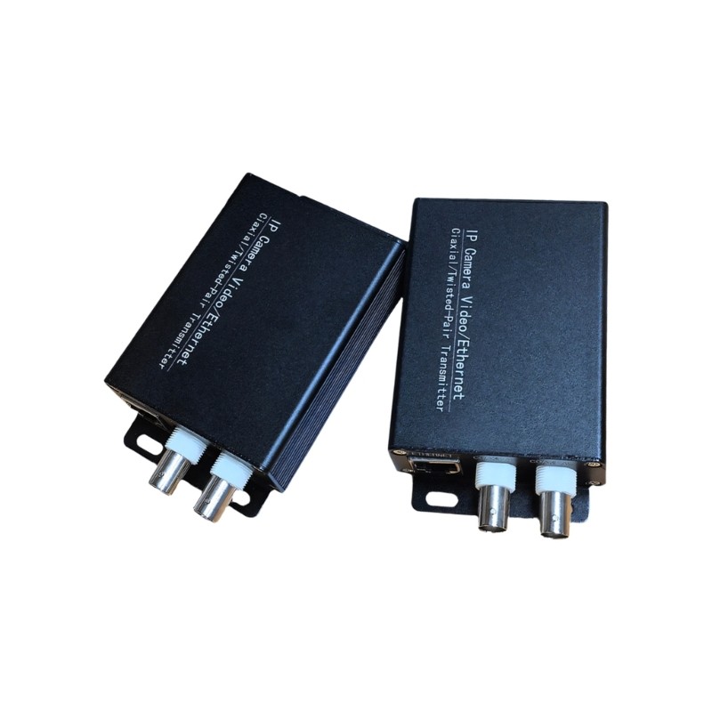 QUU Security Camera Coax Cable Set 1 คู่ RJ45 และ Coax Units พร้อม Metal Housing