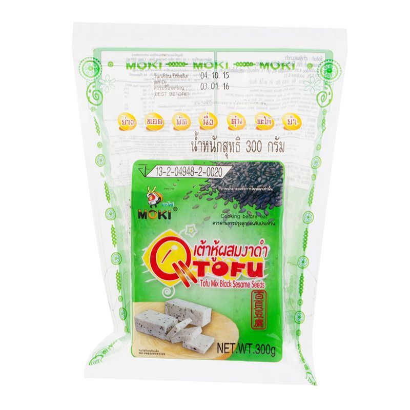 โมคิเต้าหู้ผสมงาดำ 300กรัม Moki Tofu Mix Black Seasame Seeds 300g. [หมายเลขบาร์โค้ด 8858661110024]