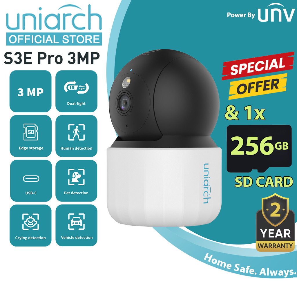Uniarch S3E Pro 3MP H.265 IR Night Vision Home Security กล้องวงจรปิดในร่มการตรวจจับสัตว์เลี้ยงโดย UN