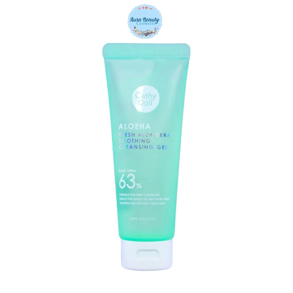 Cathy Doll Aloe Ha Fresh Aloe Vera Soothing Cleansing Gel 120 ml.เคที่ดอล อโลฮ่า เจลล้างหน้า ว่านหาง
