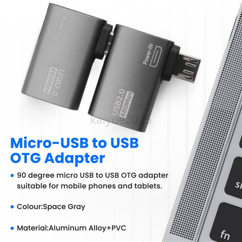 KAIYUE 90 องศาซ้าย/มุมขวา Micro USB ถึง USB OTG อะแดปเตอร์สําหรับ Fire TV Stick 4K โทรศัพท์ Android 