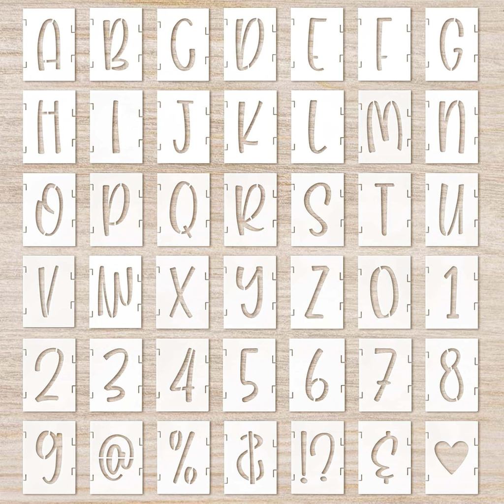 Letter Stencils 2 นิ้ว Cursive Stencil ตัวอักษรจํานวนแม่แบบ 42 ชิ้น Letter Stencils สําหรับงานฝีมือ 