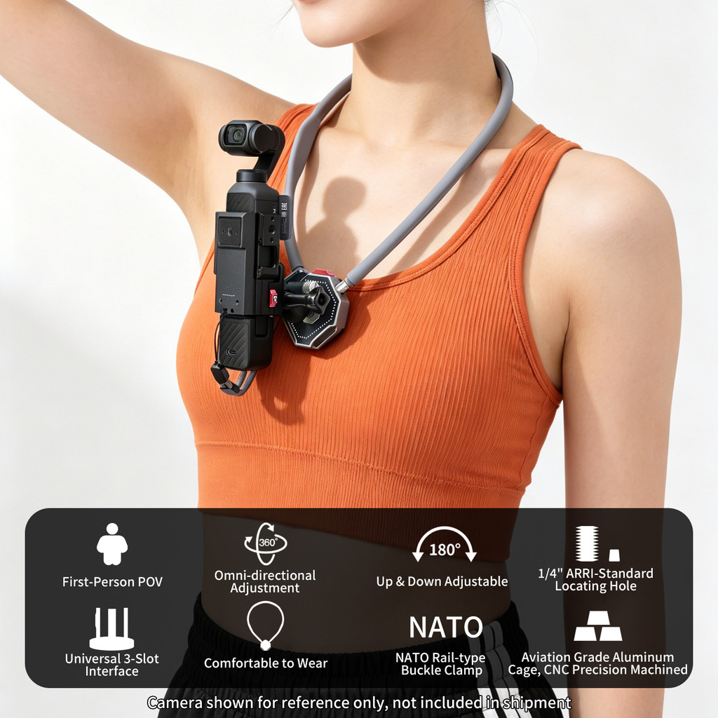 FEICHAO 360 องศา Damping หมุนแม่เหล็กคอวงเล็บ w Dual NATO Track กล้อง Rig สําหรับ DJI OSMO กระเป๋า 4