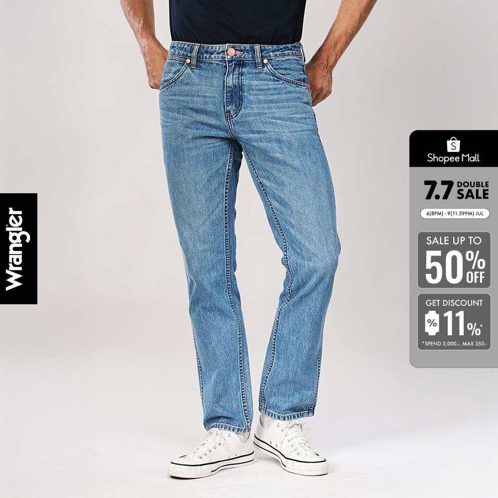 WRANGLER กางเกงยีนส์ผู้ชาย คอลเลคชั่น Wrangler Legends เอวกลาง ทรงตรง รุ่น WR S126MGREN03 สียีนส์อ่อน