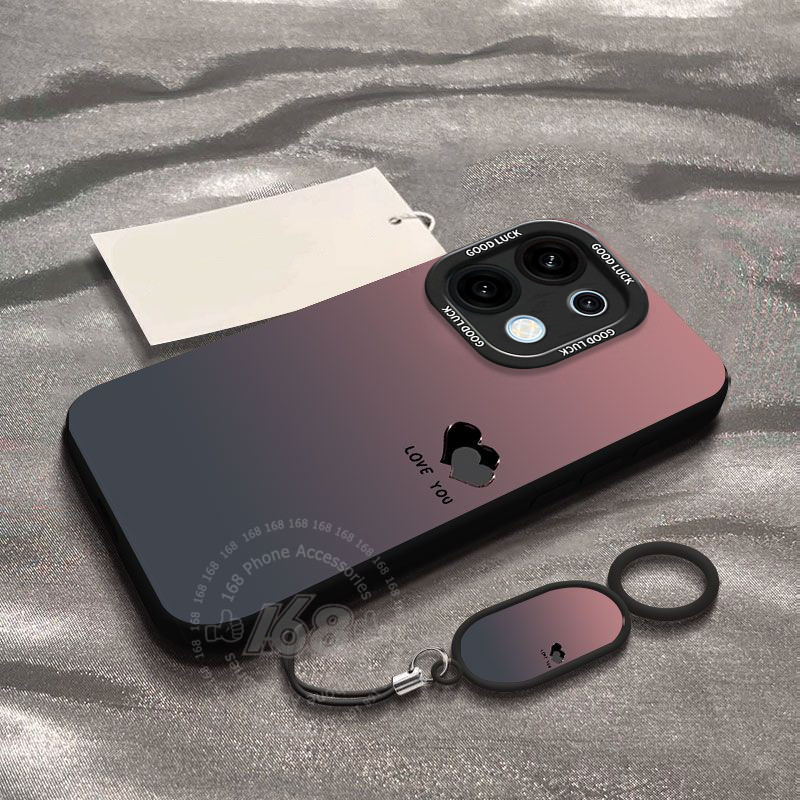 เคส OPPO Reno 16 16F 5G เคส OPPO Reno 16 Pro 5G เคสกันกระแทกหัวใจไล่เฉด พร้อมที่กันกล้อง หนังสายคล้องโทรศัพท์ ซิลิโคนด้านนุ่ม กันรอยนิ้วมือ
