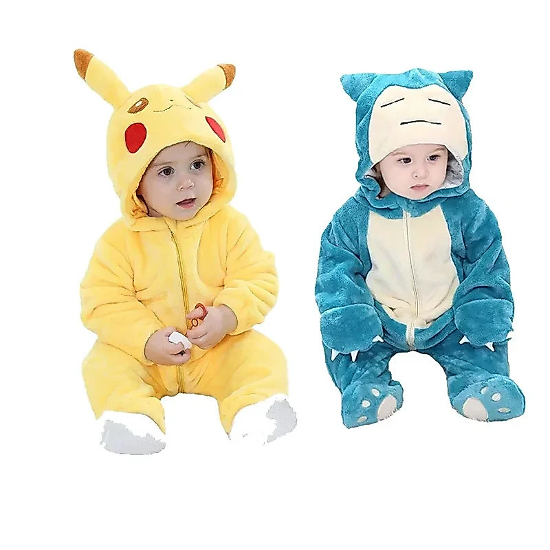 Takara TOMY Pokemon Snorlax Pikachu Onesies Kigurumi Baby Romper อะนิเมะคอสเพลย์ตลก Cosutme ฮาโลวีนของขวัญฤดูหนาว Soft Homewear