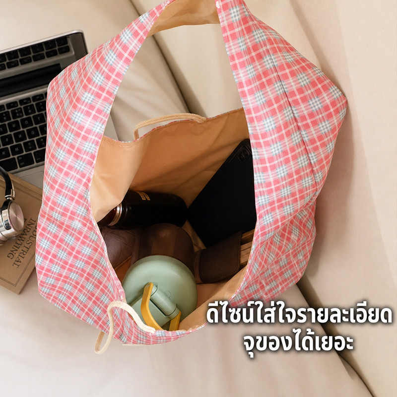 COD กระเป๋าสะพาย กระเป๋าสะพายผ้าใบ ความจุสูง รูปแบบกา รูปที่ 4