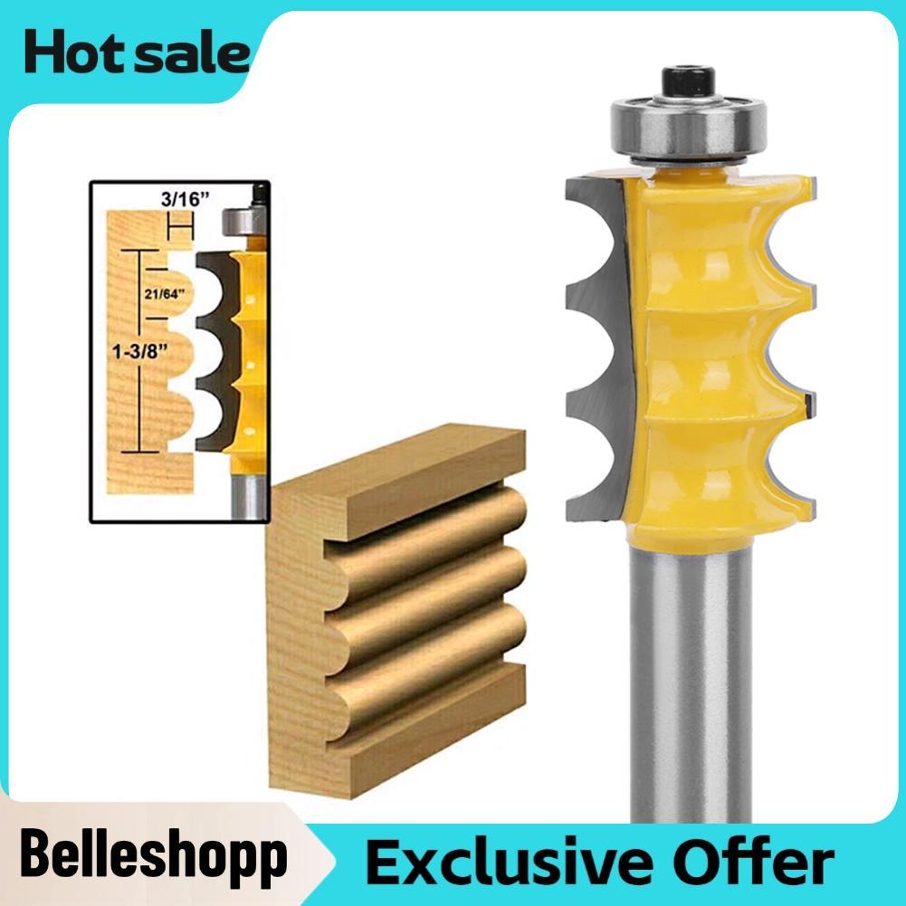 Belleshopp Triple Bead Router Bit ทนทานคาร์ไบด์โปรไฟล์เครื่องตัดสำหรับประตูตู้งานไม้ 1 2 นิ้ว Shank 3 16 ตัดความลึก 4 ความยาวแพ็ค